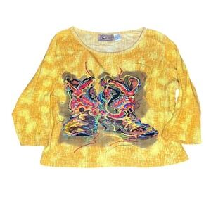 Don't Mess With Texas Women's XL Yellow‎ Western Cowboy Graphic T-Shirt